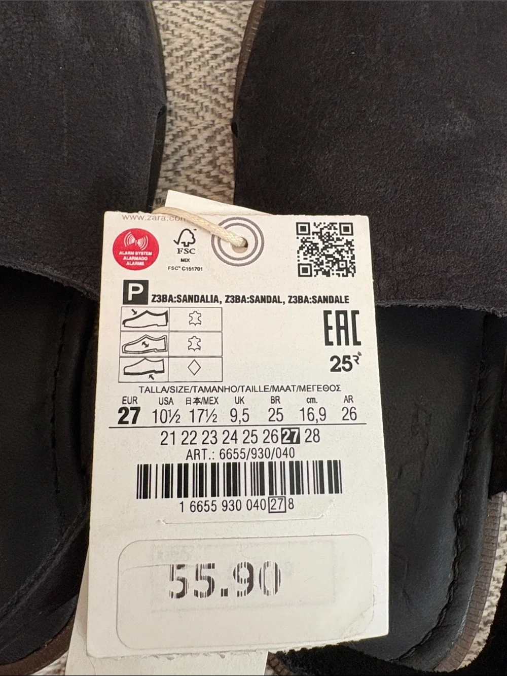 Zara black leather sandals size 10.5